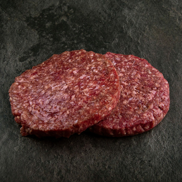 Premium Gourmetfleisch Burger Patties kaufen ➤ Burger Patty aus Österreich online kaufen! ➤ 520 g / 2 x 180 g Burger, 2 x 80 g Buns ➤ 24h Lieferung!