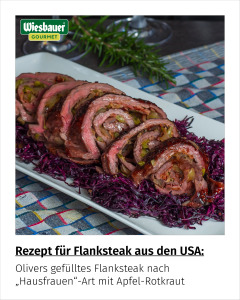 Olivers gefülltes Flanksteak nach „Hausfrauen“-Art mit Apfel-Rotkraut 