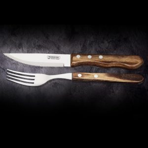 TRAMONTINA Steakbesteck Jumbo braun 12 teilig ➤ Die besten Steakmesser online kaufen ✓ robuste Stahlklinge ✓ scharfe Zähne ➤ 12 teiliges Steakbesteck kaufen