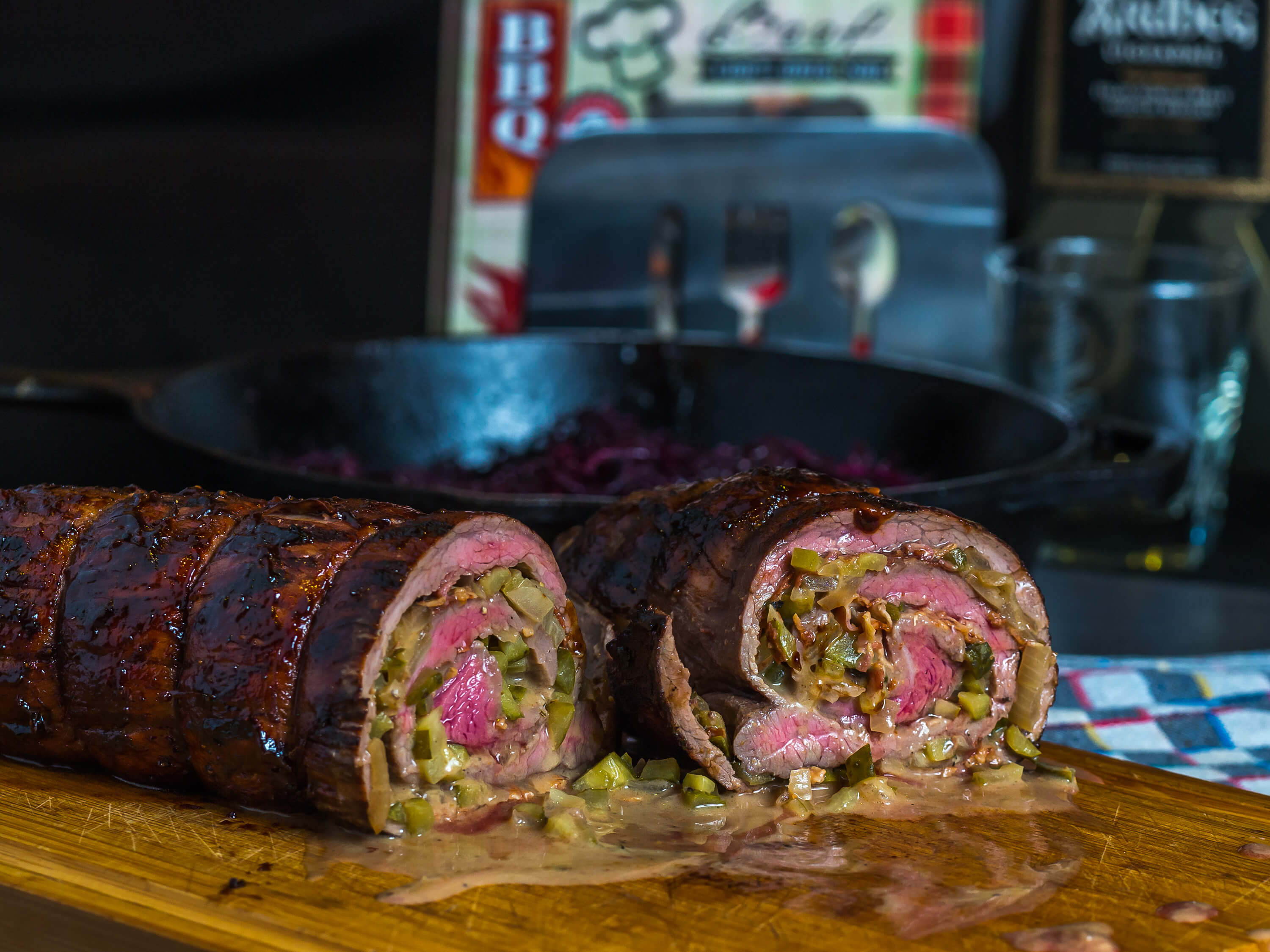 Olvahh´s Flanksteak-Roulade „Hausfrauenart“ mit Apfel-Rotkohl