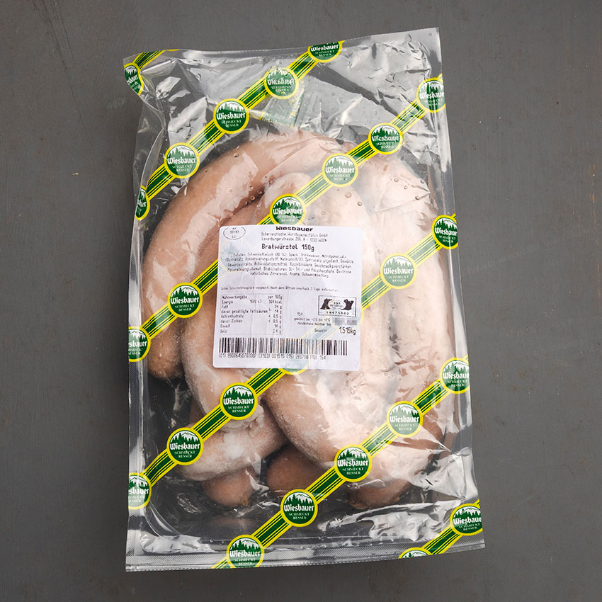 Bratwürstel kaufen, Grillwürstel online bestellen. Bratwürstel Wiesbauer Gourmet im Onlineshop bestellen.