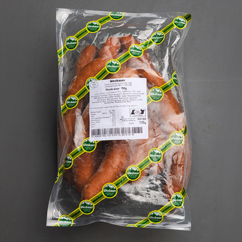 Käsekrainer online kaufen, Käsekrainer bestellen. Wiesbauer Gourmet Käsekrainer in Spitzen Qualität