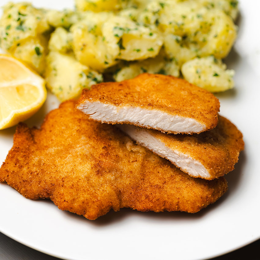 Putenschnitzel paniert 10 Stk = 1000 g tiefgefroren, Putenschnitzel kaufen. Putenschnitzel online bestellen, Putenschnitzel paniert von Wiesbauer Gourmet