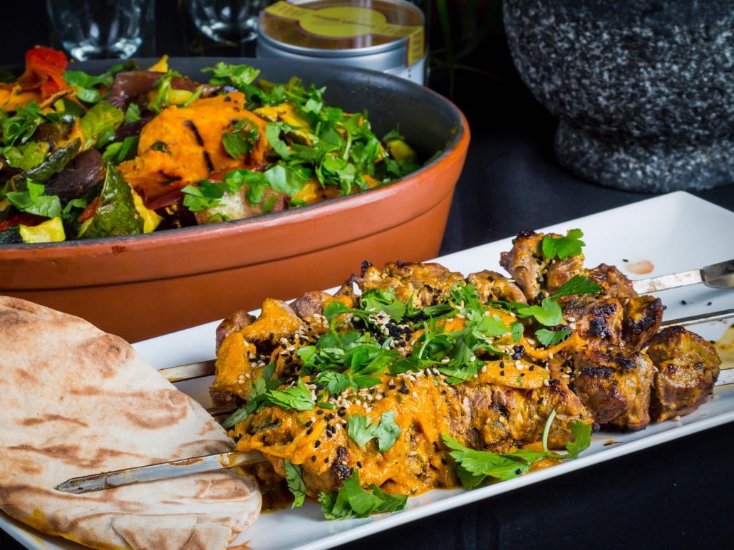Olvahh´s Lammspieße „orientalisch“ mit Gemüse und Joghurt-Ingwer-Soße