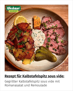 Gegrillter Kalbstafelspitz sous vide mit Romanasalat und Remoulade