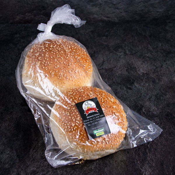 Handgemachte Brioche Buns mit Sesam, Doppelpack 220 g