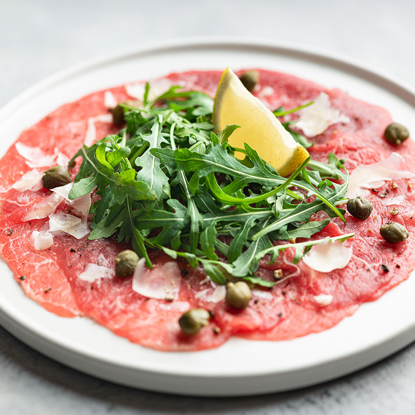 Chianina Carpaccio von Wiesbauer Gourmet, Carpaccio vom Chianina Rind, Chianina Ribeye Entrecôte, Chianina Carpaccio kaufen, Chianina Entrecôte Ribeye Steak