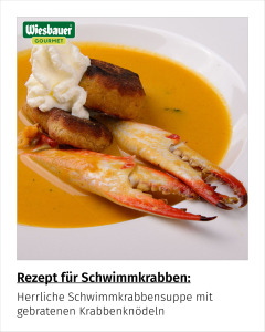 Blaue Schwimmkrabbensuppe mit Krabbenknödel