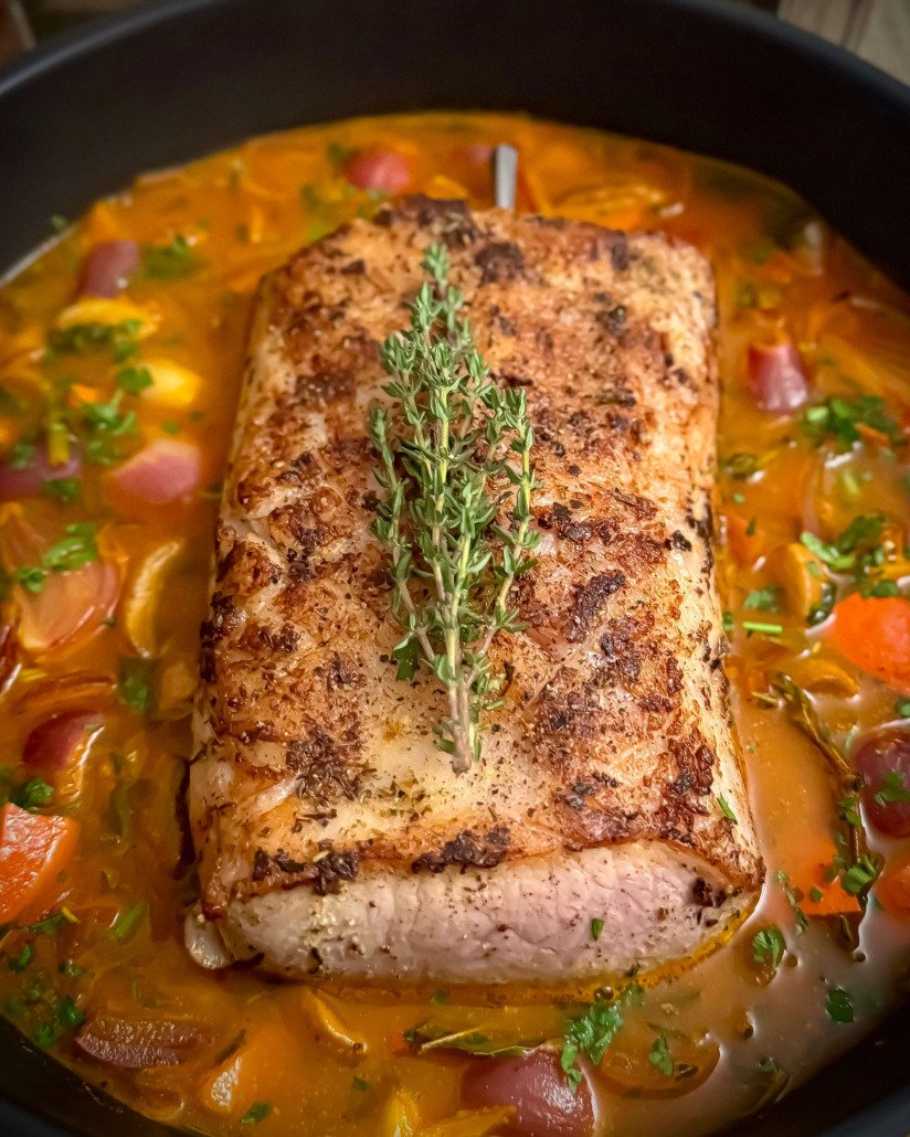 Daniels Iberico-Rücken mit Portweinsauce und Gemüse Daniels Iberico-Rücken mit Portweinsauce und Gemüse