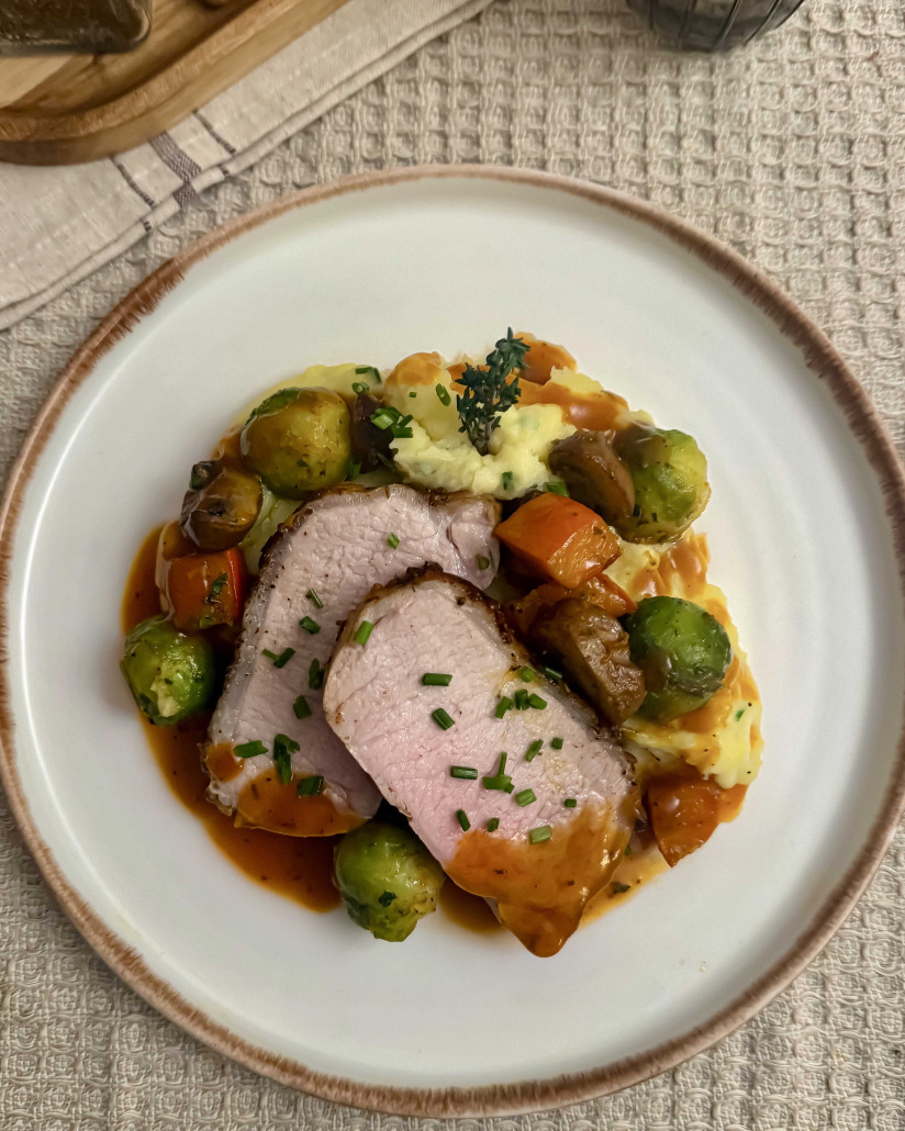 Daniels Iberico-Rücken mit Portweinsauce und Gemüse Daniels Iberico-Rücken mit Portweinsauce und Gemüse